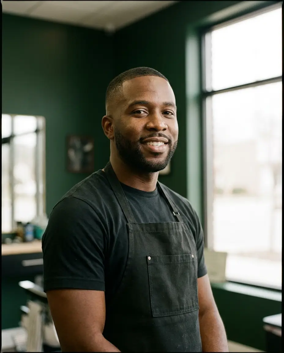 Andre Whitfield, barber at Fresh Cuts Co. specialising in skin fades